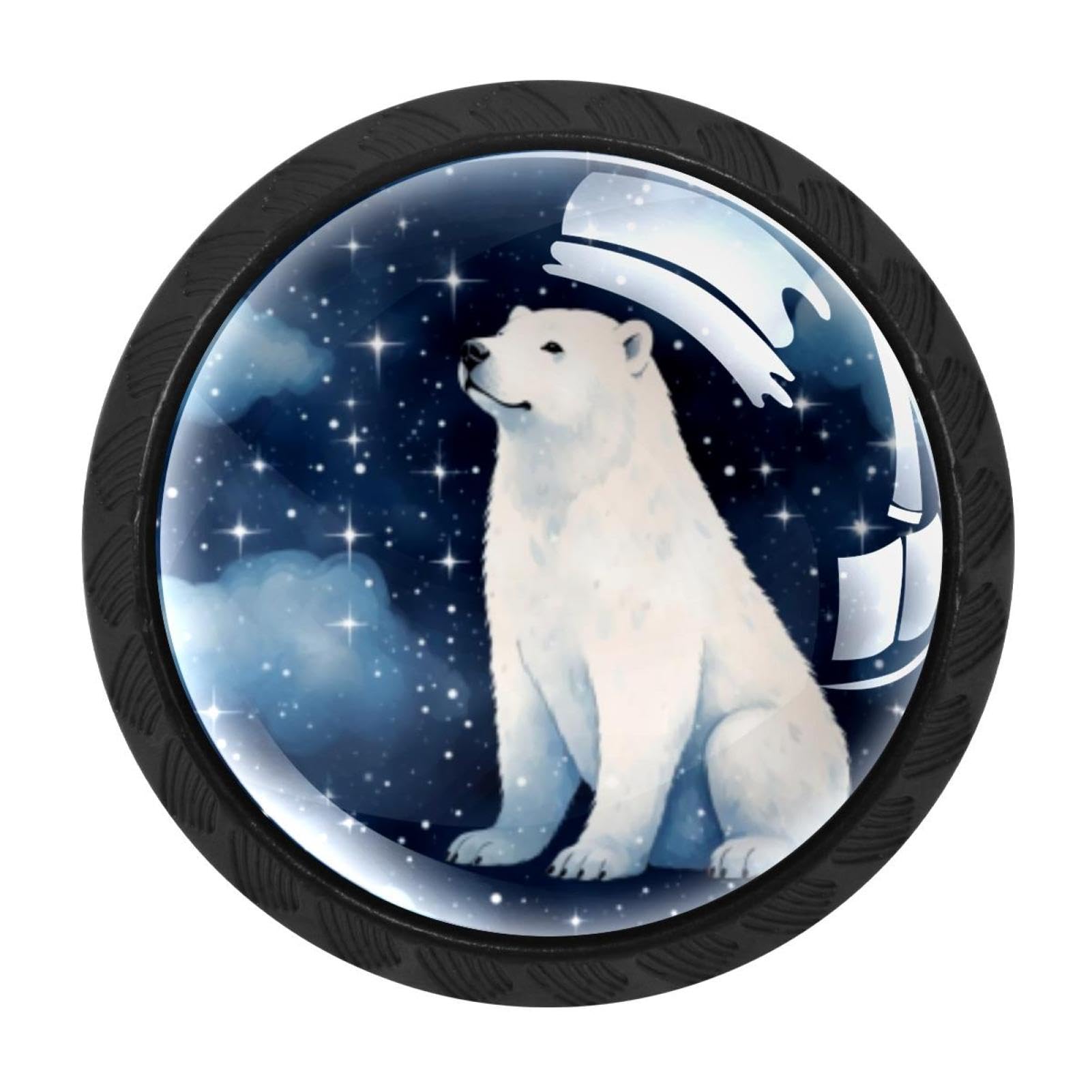 CHENZZZZ 4 Pack Cabinet Handles Black Starry Polar Bear Cabinet Knobs Draw