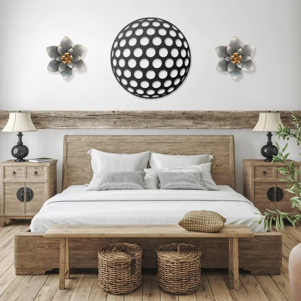 Metal Flower Wall Art Decor, 10 Rustic Modern Floral Sculpture, Distressed Iron Wall Hanging Home Decoration Accent Artworks for Indoor Kitchen Bedroom Living Room Office Outdoor Garden Patio - Image 3