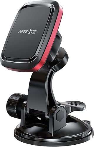 APPS2Car Soporte magnético para teléfono de automóvil con brazo ajustable y 6 imanes fuertes, soporte universal para salpicadero, parabrisas,