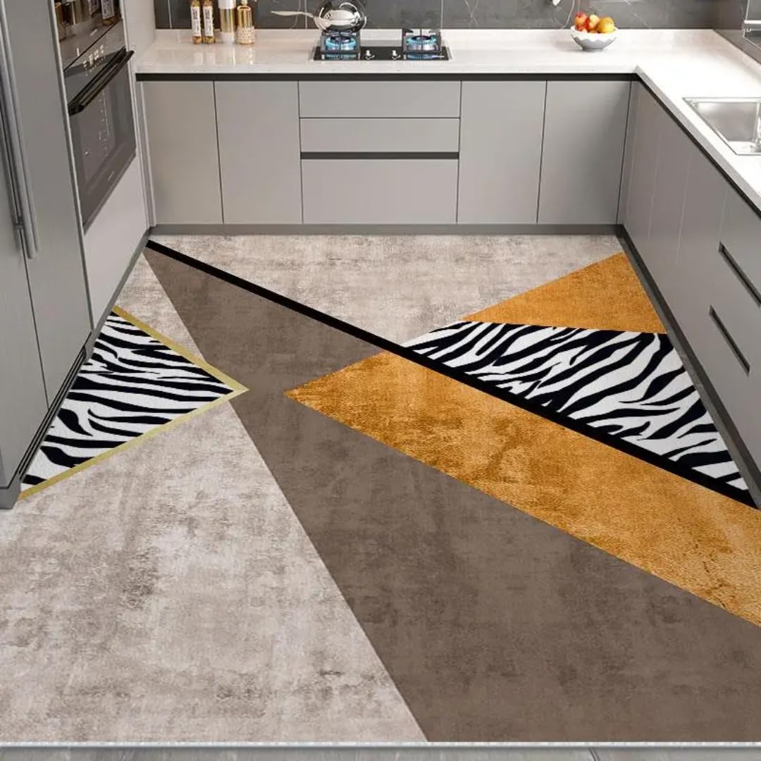 Tapis de cuisine nettoyable en PVC cuir minimaliste pour protéger les grands sols de salon