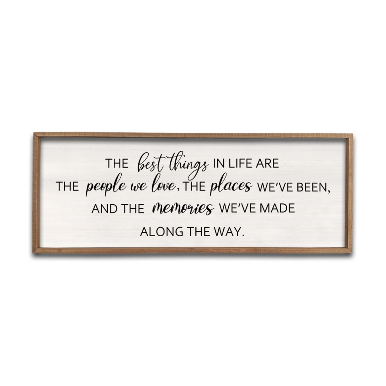 The Best Things in Life Sign 24''×10'' Framed Wood Memories Inspirational Quotes Wall Decor Vintage Farmhouse Wedding Gifts Sign Wall Art for family Home Bedroom (Wood White)