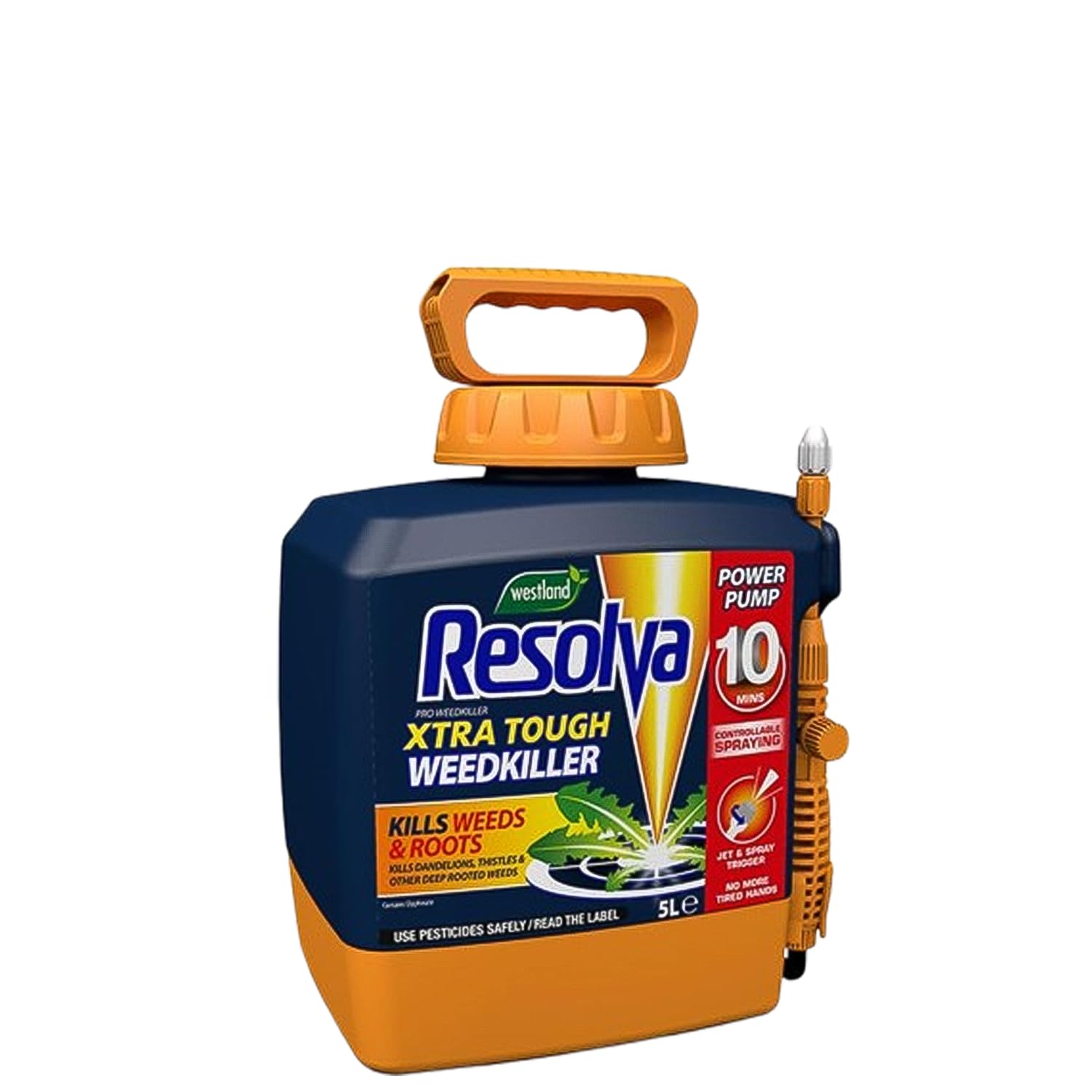 Resolva Pro Xtra Tough Weed Killer Ready to Use - Fast-Acting Herbicide for Weeds, Brambles, and Tough Vegetation - Effective on Roots, with Visible Results in Hours (5L power pump)