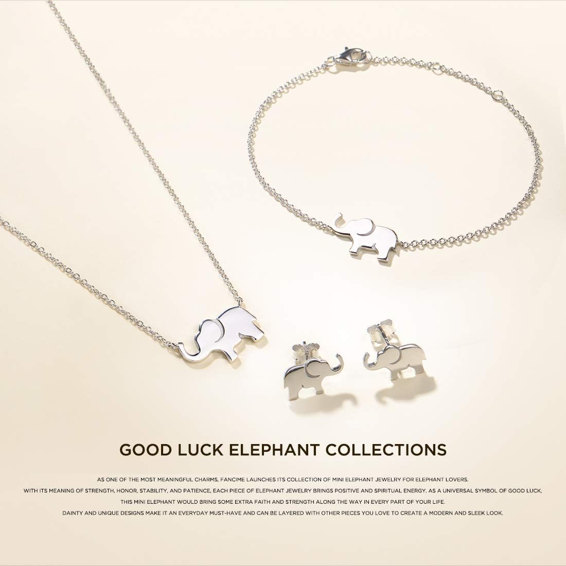 FANCIME Lucky Elephant Bracelet 925 Sterling Silver High Polished Mini Small Elephant Charm Family Link Bracelet Jewelry Birthday Gifts For Women, 15+3 cm - Image 5