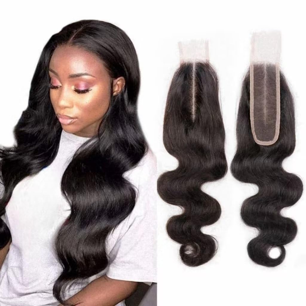 MYouan Middle Part 2x6 Transparent HD Lace Closure Body Wave Hair Closure Invisible Lace 12A Brazilian Virgin Remy Human Hair Frontal Closure 100% Human Hair Pre Plucked Natural Black 20 Inch