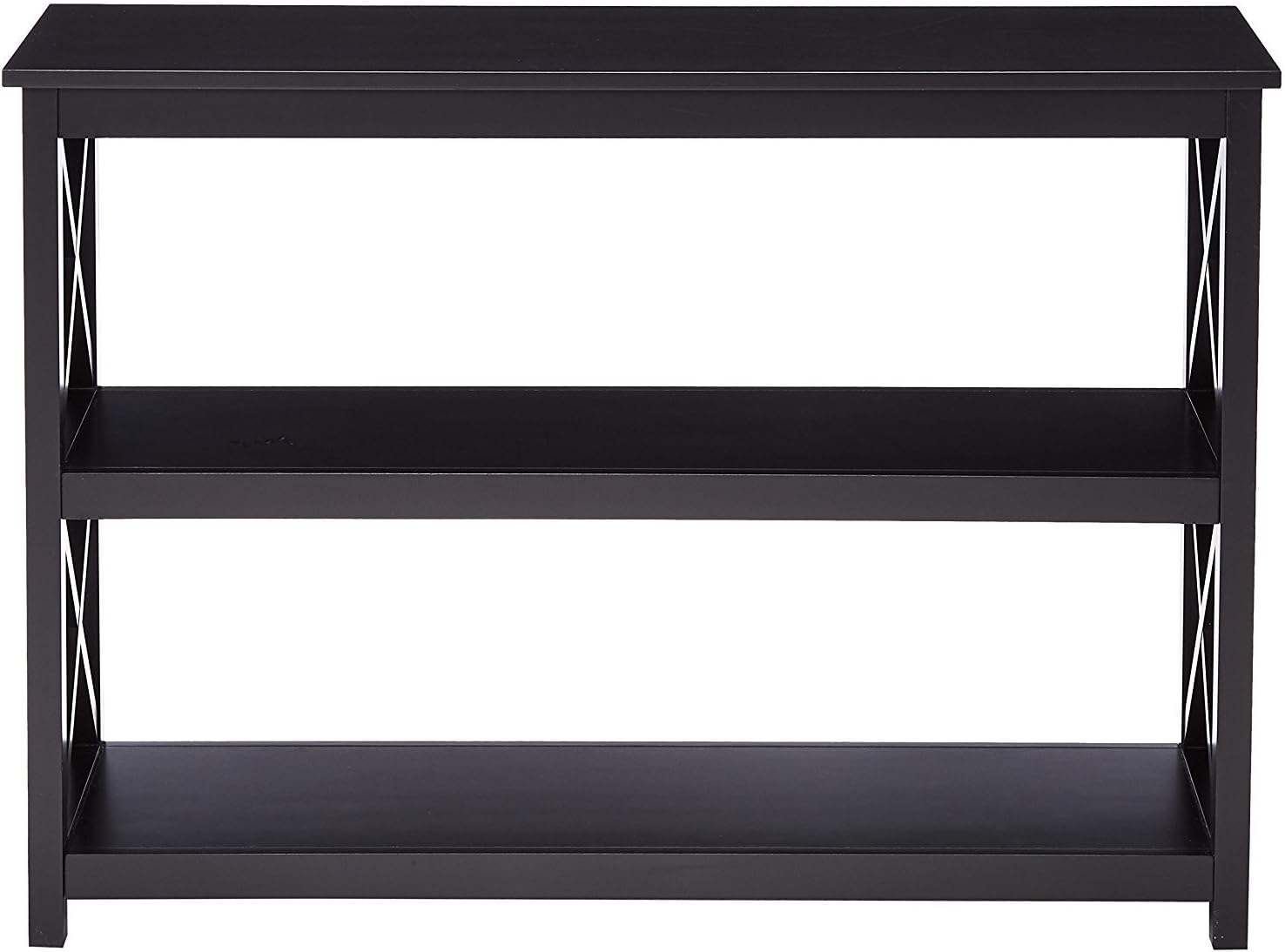Kings Brand 3-Tier X-Design Console Entryway Sofa Table With Shelves, Black