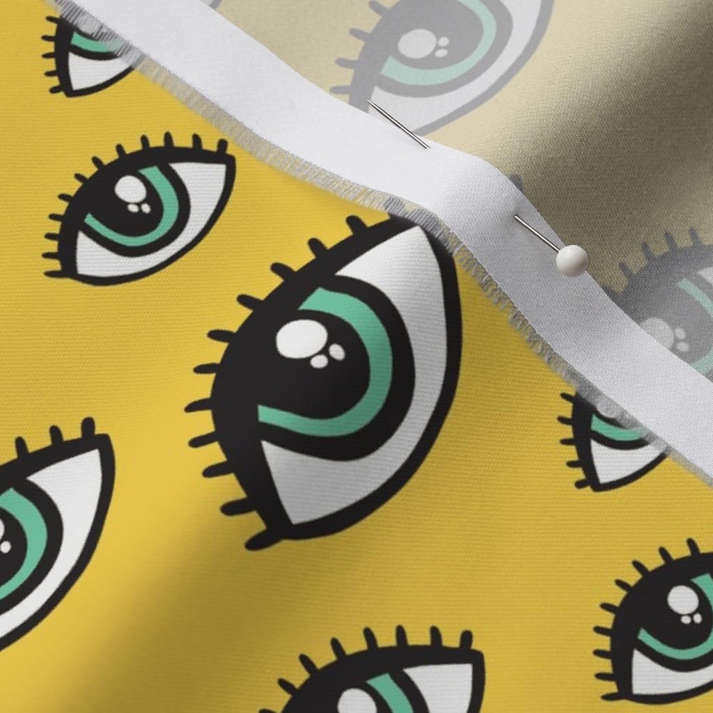 Spoonflower Fabric - Eyes Yellow Eye Pattern Look Funny Printed on Organic Cotton Sateen Fabric by The Yard - Sewing Quilting Apparel Home Decor