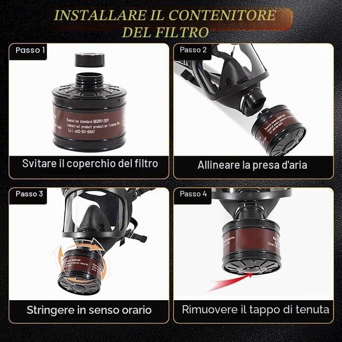 Maschera antigas, utilizzata per la sopravvivenza alle armi nucleari e chimiche, respiratore tattico militare, maschera integrale con filtro al carbone attivo da 40mm