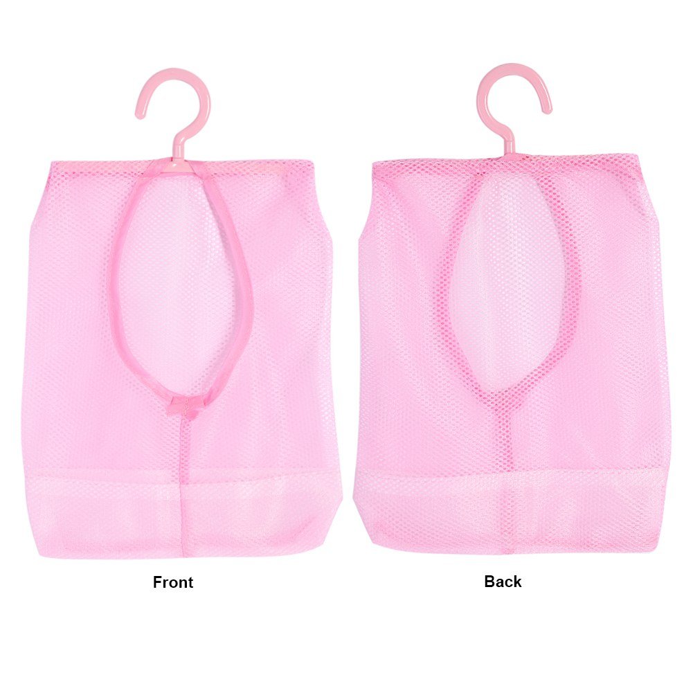 GLOGLOW Sac de rangement en maille à suspendre, sac de rangement pour pinces à linge, sac de rangement pour cuisine, salle de bain, porte, mur (rose)