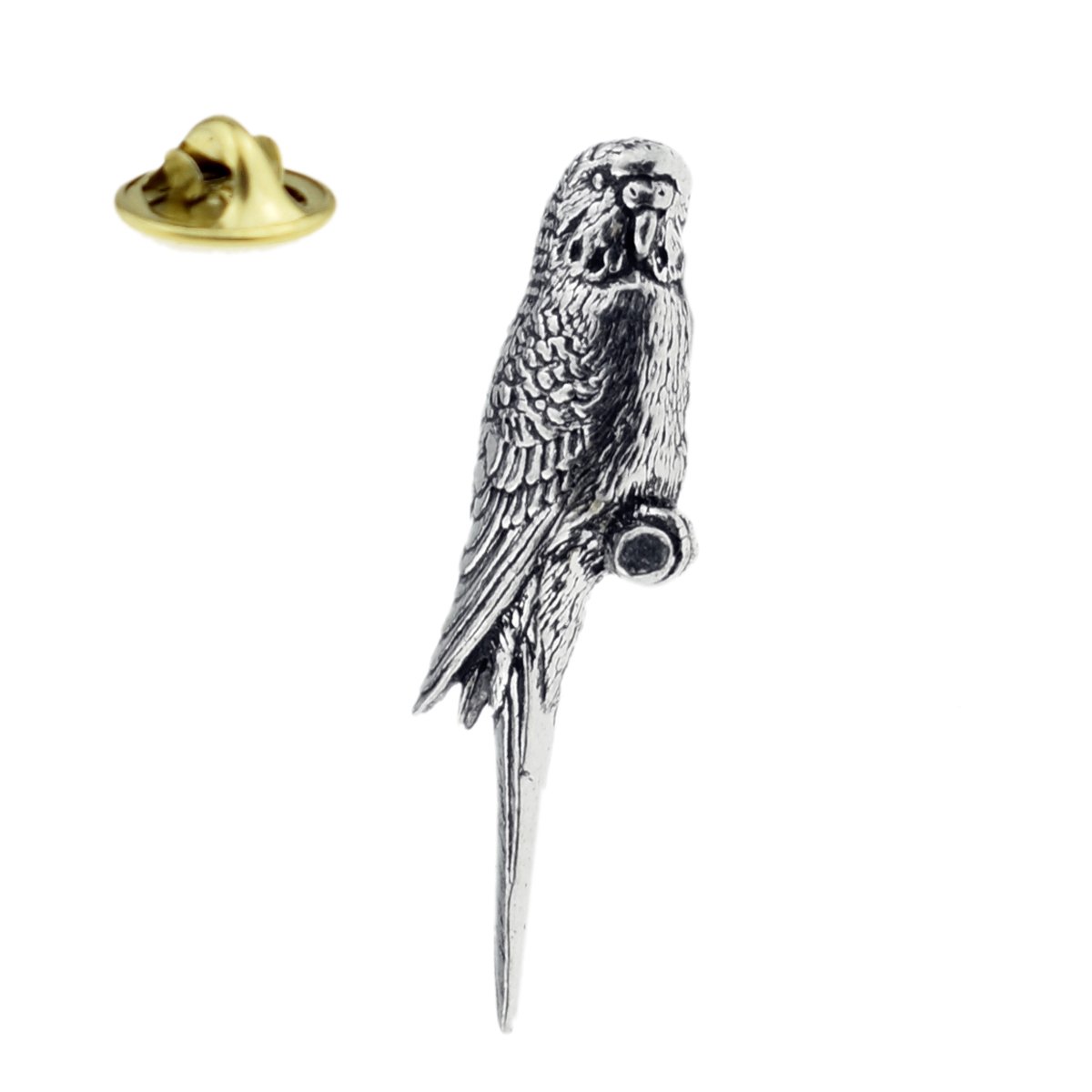 B41 Budgie, Budgerier bird English Pewter Lapel Pin Badge