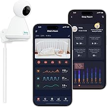 iBaby i20 Smart Baby Monitor - Contactless Monitoring of Heart Rate, Breathing, Sleep Pattern, Sound Machine, Cry & Safety Alerts, 1080P Night Vision, No Subscription (Wall Mount + Cover Cable)