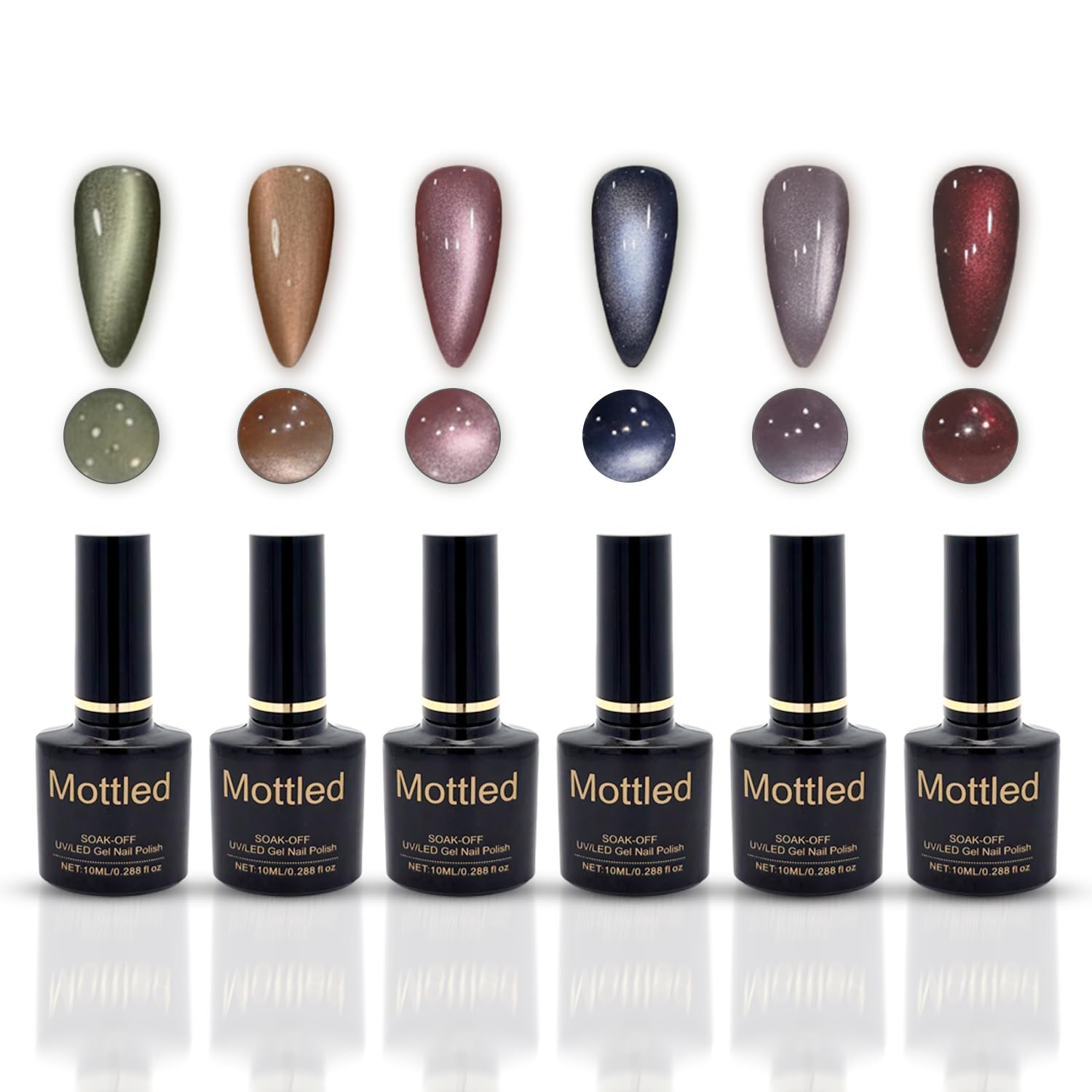 SVULINT Set of 6 Professional Cat Eye Gel Polish | Magnetic Nail Art Gel Polish | UV/LED Soak-Off | Long-Lasting | Shiny Cat-Eye Effect (10 ML)