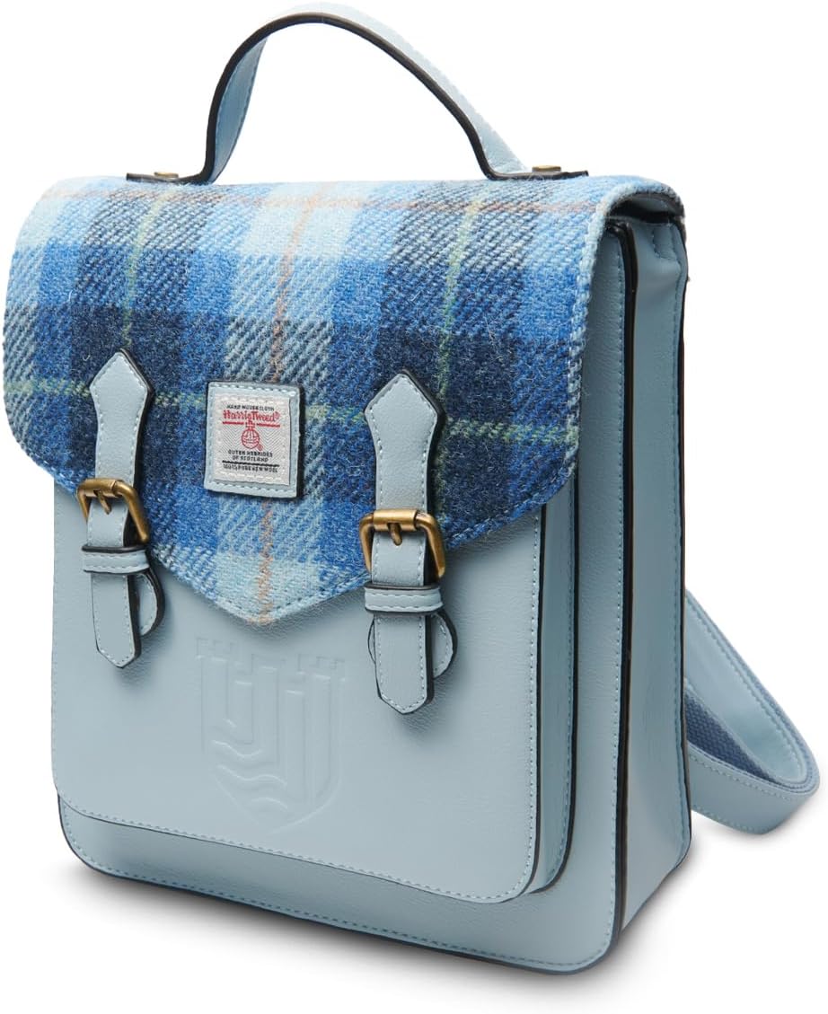 Islander® The Calton Backpack - Ladies Backpack with HARRIS TWEED, Blue Tartan - Image 3