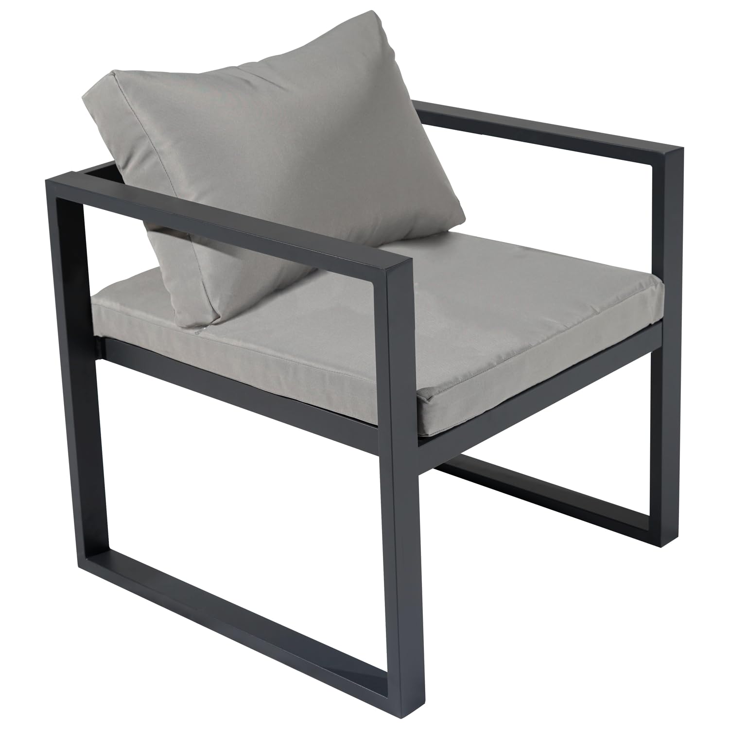 Salon de Jardin modulable Ibiza en Tissu Gris 7 Places - Aluminium Anthracite