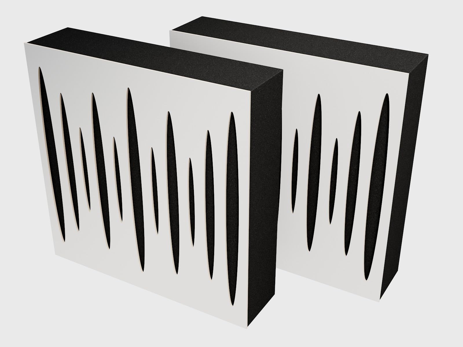Set di 2 pannelli AbFuser – Pannelli acustici fonoassorbenti e diffusori | 50x50cm | Assorbimento - Diffusione - Riflessione | Piastre perforate colorate: [PULSAR (150mm) | Bianco]