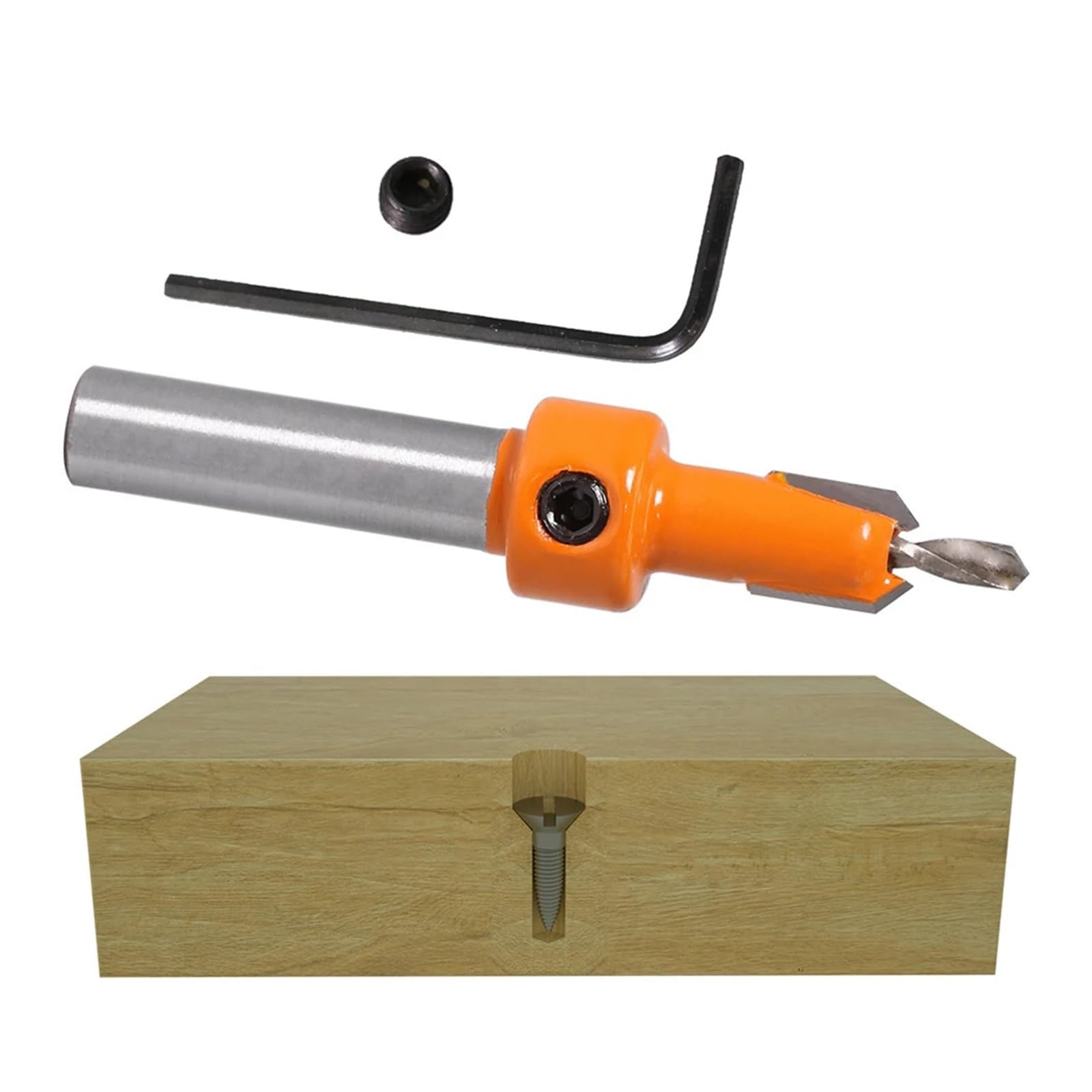 Un set di trapano a foro svasato for lavorazione del legno con vite su testa in lega, trapano a gradini, strumento di installazione for fori for viti autofilettanti in legno(5PCS 8MM)