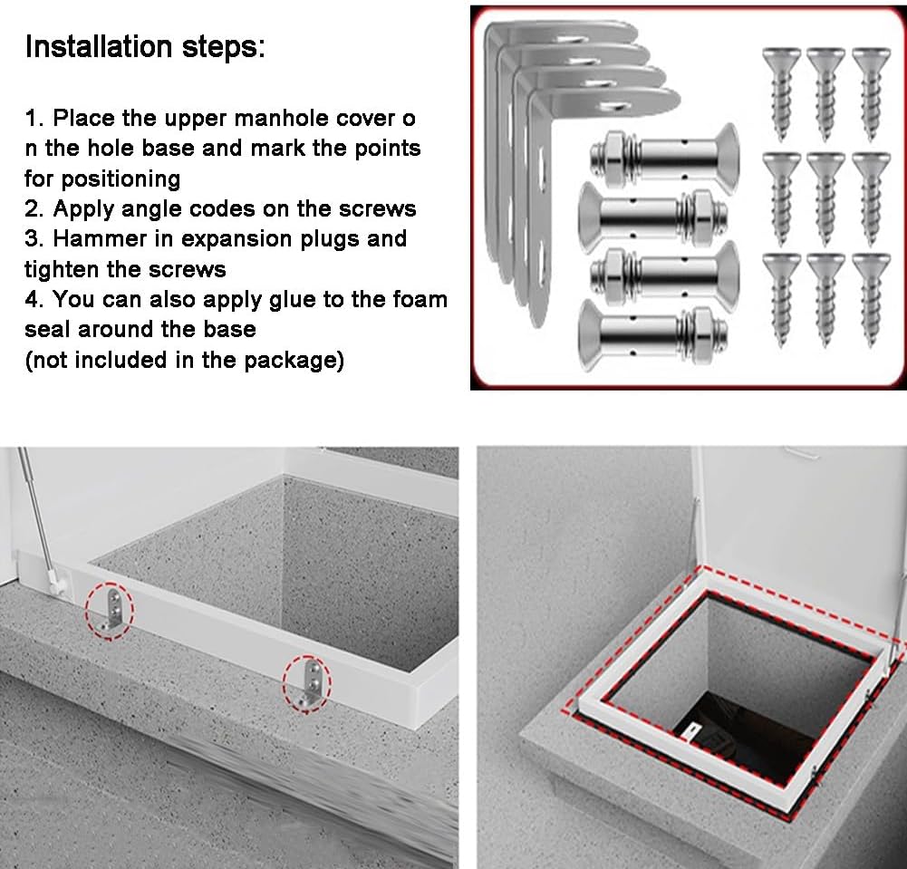 Roof Glass Screen Window, Sloped Basement Manual Skylight Door, Household Attic Viewing Window, Maintenance Hatch Well Window ﻿(115x115 cm/45.3x45.3 in)