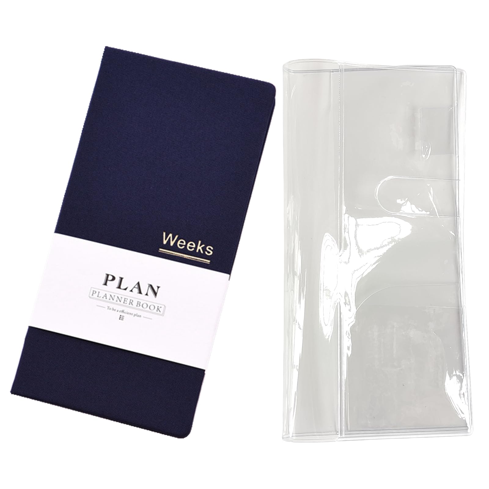 Undated Pocket Weekly Planner Schedule Organizer Agenda Year Month Week Plan A6 Notebooks (Blue with clear cover) — image 1