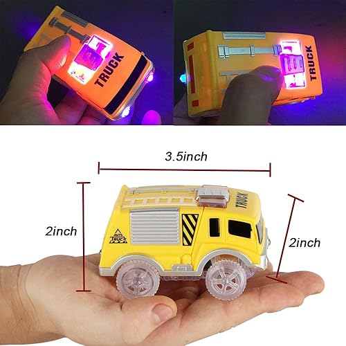 Miniatura 5 de Reemplazo de autos de pista, autos de juguete para la mayoría de pistas que brillan en la oscuridad, accesorios de pista de automóvil con 5 luces