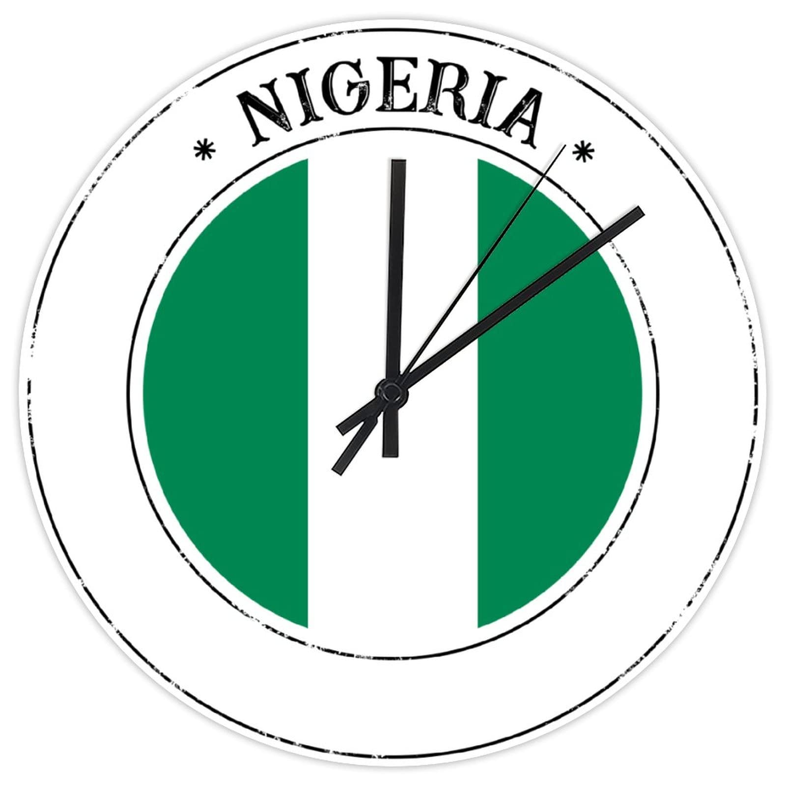 Horloge murale numérique grand format 30cm motif drapeau nigérian pour chambre