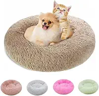 CAMA PET DONUT PELUCIA REDONDA P 40X40X12 Cachorros E Gatos CAMINHA NUVEM FUNDO ANTIDERRAPANTE E IMPERMEAVEL (MARROM)