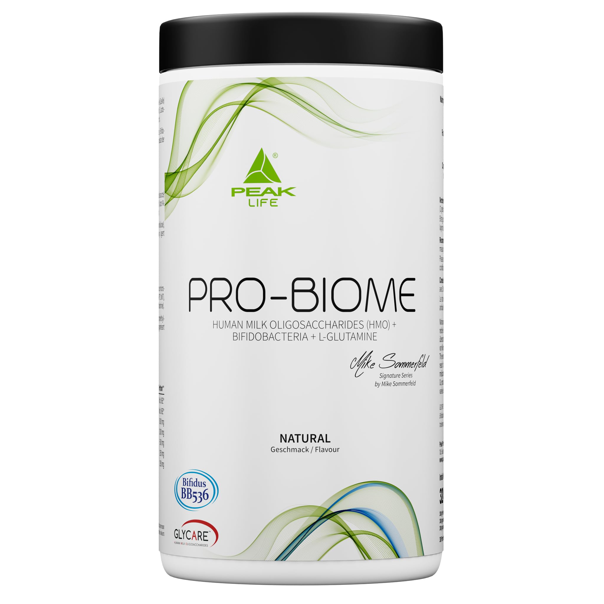 PEAK Pro-Biome - 324g Geschmack Natural I 30 Portionen I GLYCARE HMOs - Human Milk Oligosaccharides + lebende Kulturen - Bifidobacterium BB536 + B-3 I L-Glutamin I zur Unterstützung der Darmgesundheit