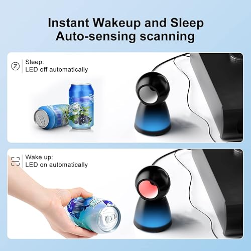 Miniatura 6 de TEEMI TMSL-73 Escáner de código de barras manos libres USB con cable + puerto COM virtual 1D 2D QR UPC Códigos digitales, escaneo CMOS Imager,