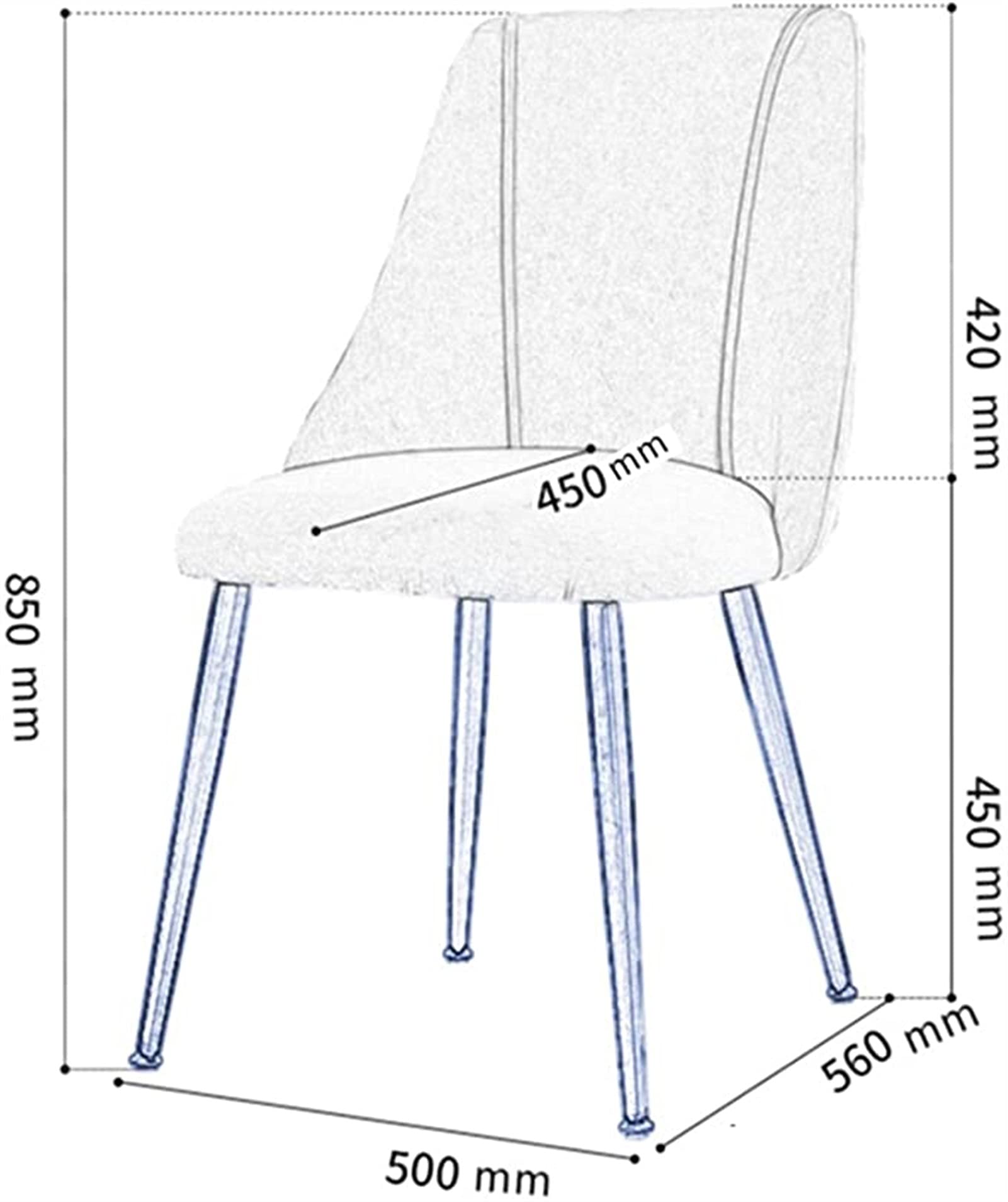 Dining Chair Kitchen Dining Room Furniture Chairs Flannel Fabric Dining Chairs Office Chair Gold Metal Legs Living Room Chair Office Chair (Color : B)