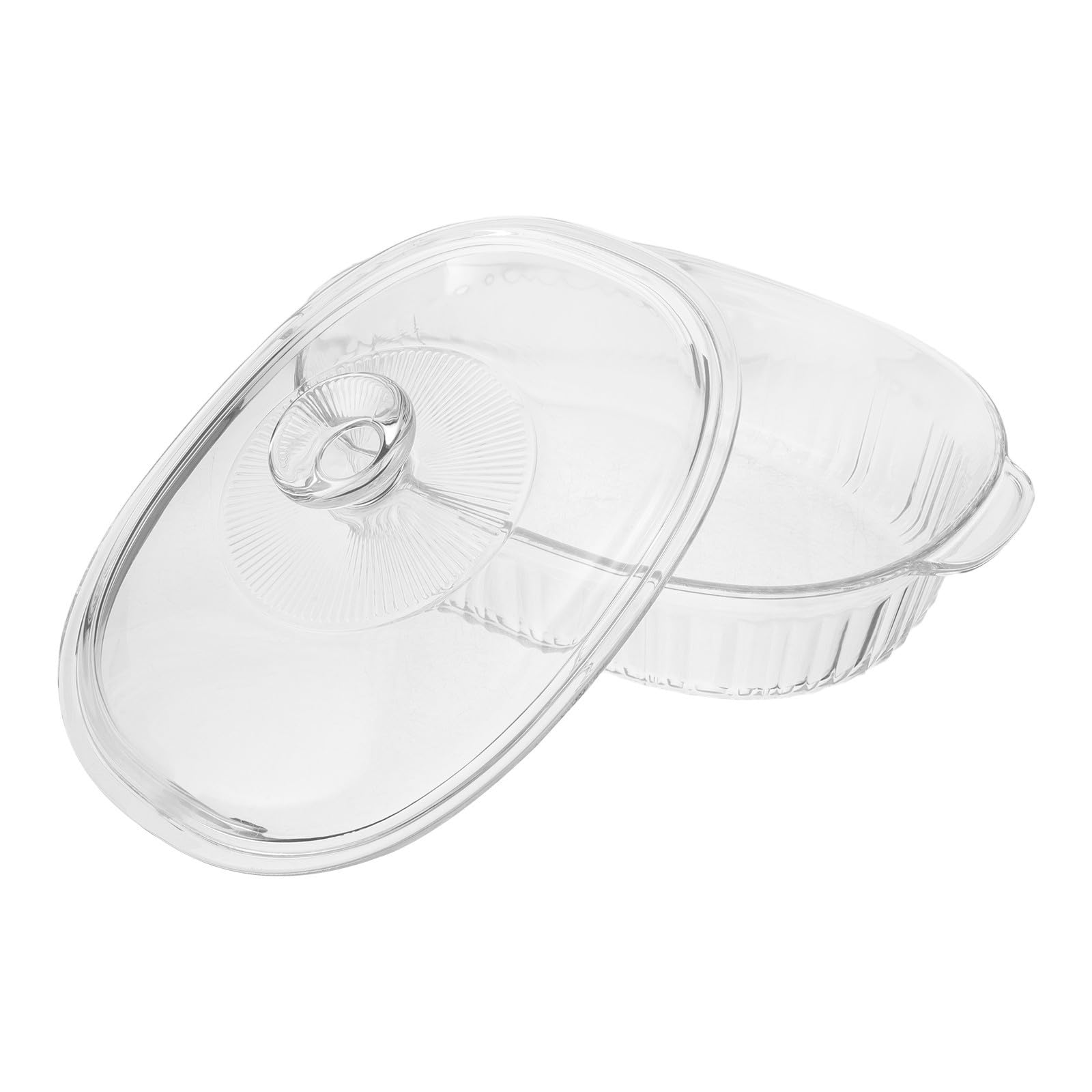 Ovale Glas Suppenschüssel Mikrowellengeeignet mit Deckel 1,9 Qt Hitzebeständig für Backofen und Stilvolle Küche Zuhause