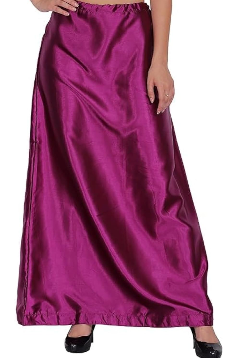 Purple Colour Satin Petticoat for Women | Dark Purple Satin Saree Shapewear or Underskirt.-picture-40