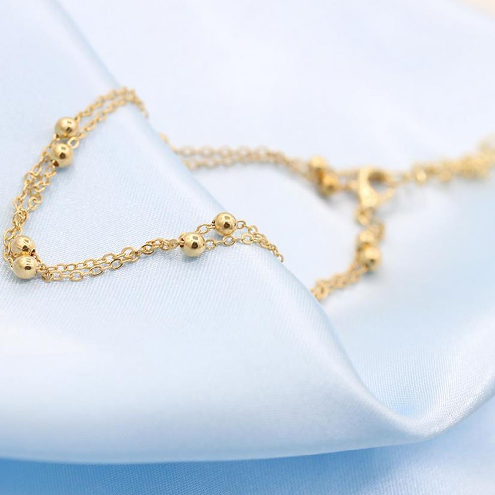 Cavigliera da Donna, cavigliera con Perline a Doppia Catena Cavigliere da Donna Bracciale alla Moda per Ragazze semplicità Estiva Catena per clavicola Bellissimi Ornamenti per i Piedi Cavigliere