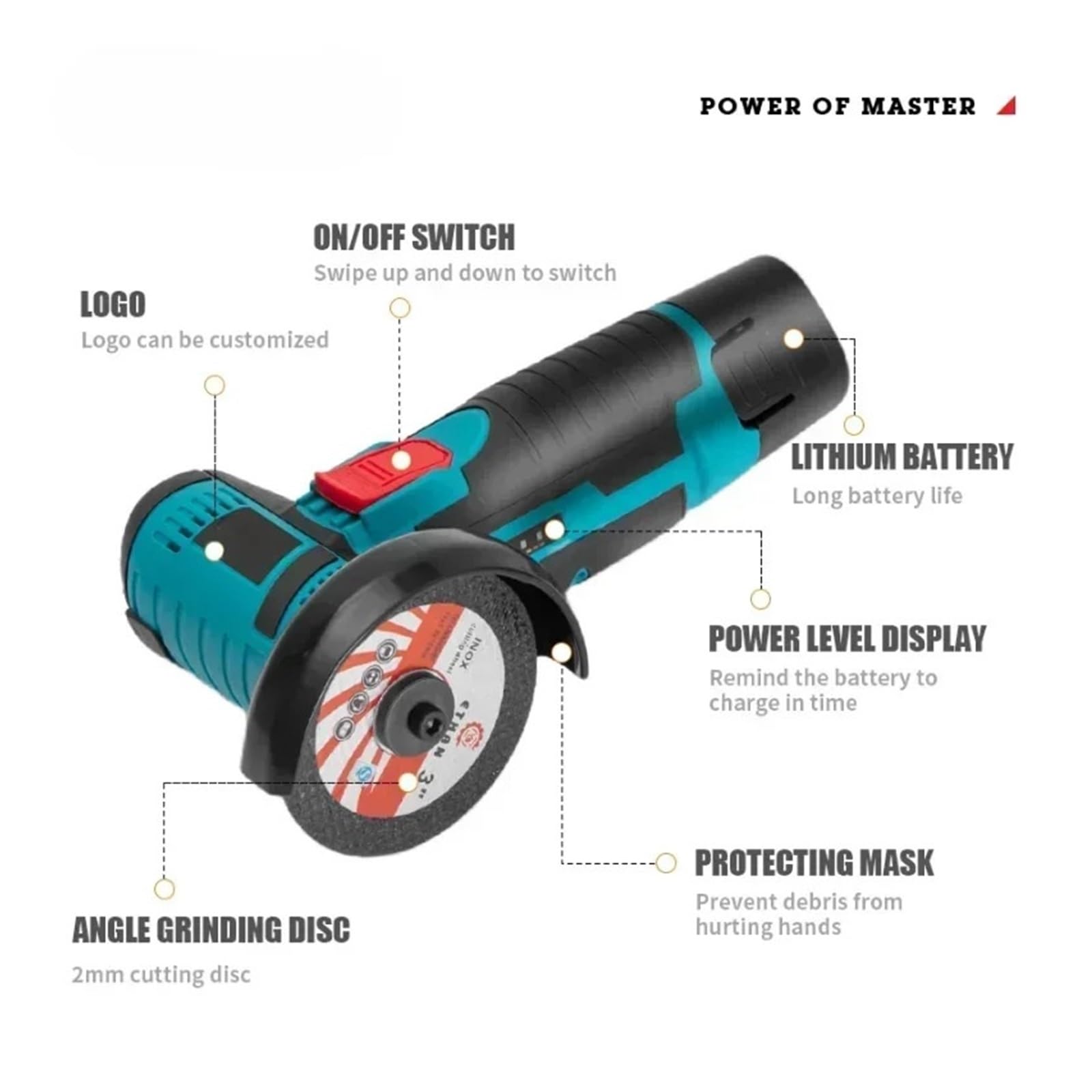 Lucidatrice Utensile da taglio e lucidatura ricaricabile per mini smerigliatrice angolare a batteria da 12 V(2 Battery)