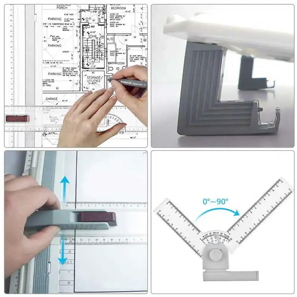 NEWFUN Lavagna da Disegno Professionale,Rapid Drawing Board per Tavolo da Disegno A3，Avolo da Disegno Multifunzionale per il Disegno Tecnico, Binario per il Disegno Parallelo, Angolo Regolabile