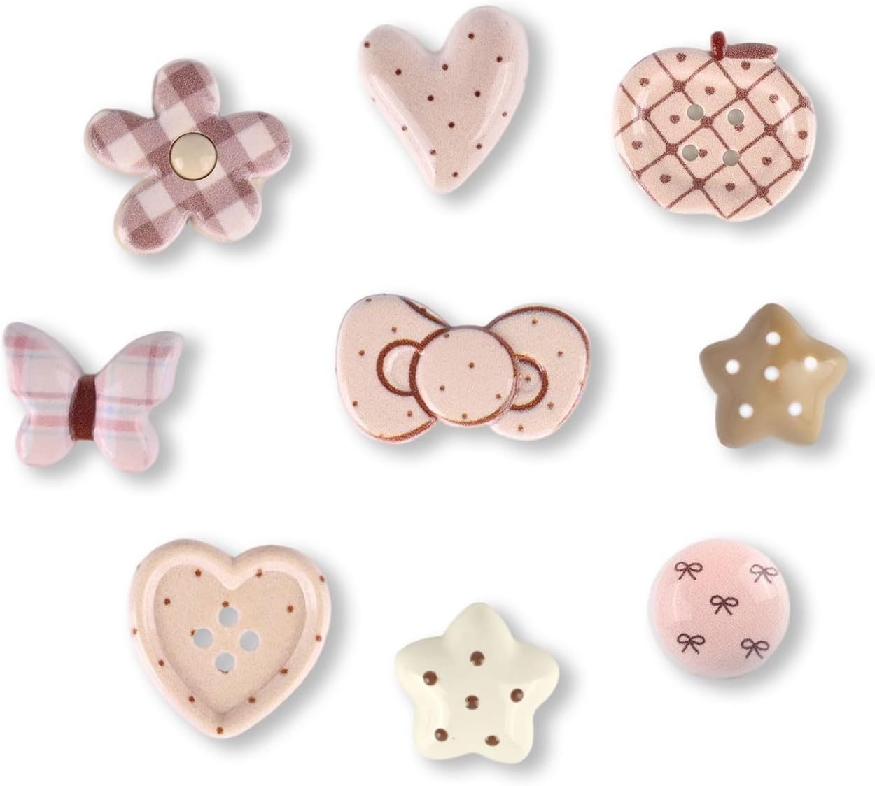 9 Pcs Cute Checkerd Heart Floral Bow Fridge Magnets Colorful Round Refrigerator Magnet Matte Finish Funny Fridge Magnets for Locker, Kitchen, Whiteboard, Office, Strong Decor Magnetic Stickers