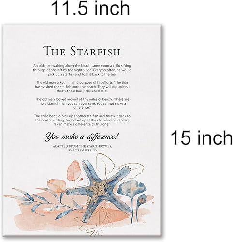 Miniatura 2 de LEXSIVO Lienzo impreso inspirador de historia de estrellas de mar «Make a Difference», arte de pared, decoración de la oficina en casa, pintura de