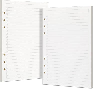 A5 To Do List Planner Refill Paper, 160 Sheets 6 Ring Binder Inserts, Lined