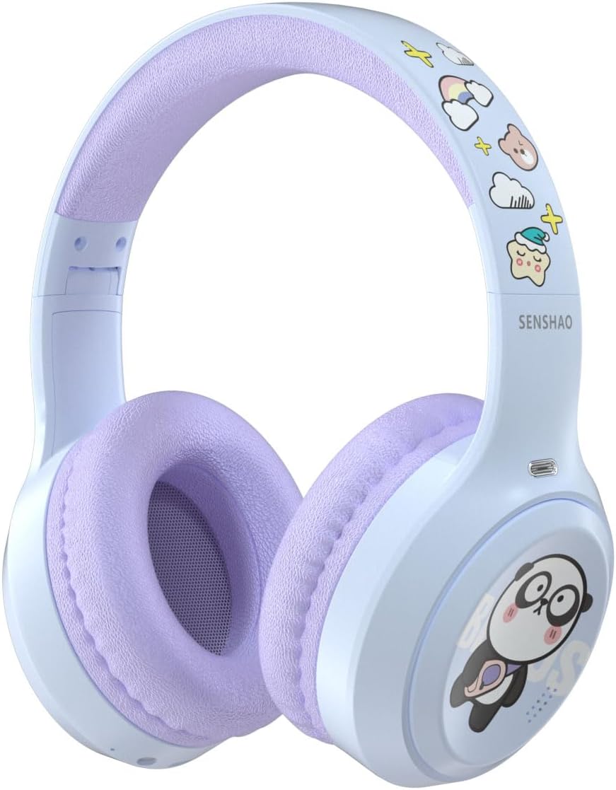 Hybrid Active Noise Cancelling Headphones, Wireless Over Ear Bluetooth Headphones, 60 Hours Playtime, Foldable Headset with Deep Bass, Foam Earmuffs, for Travel, Home Office(Purple)