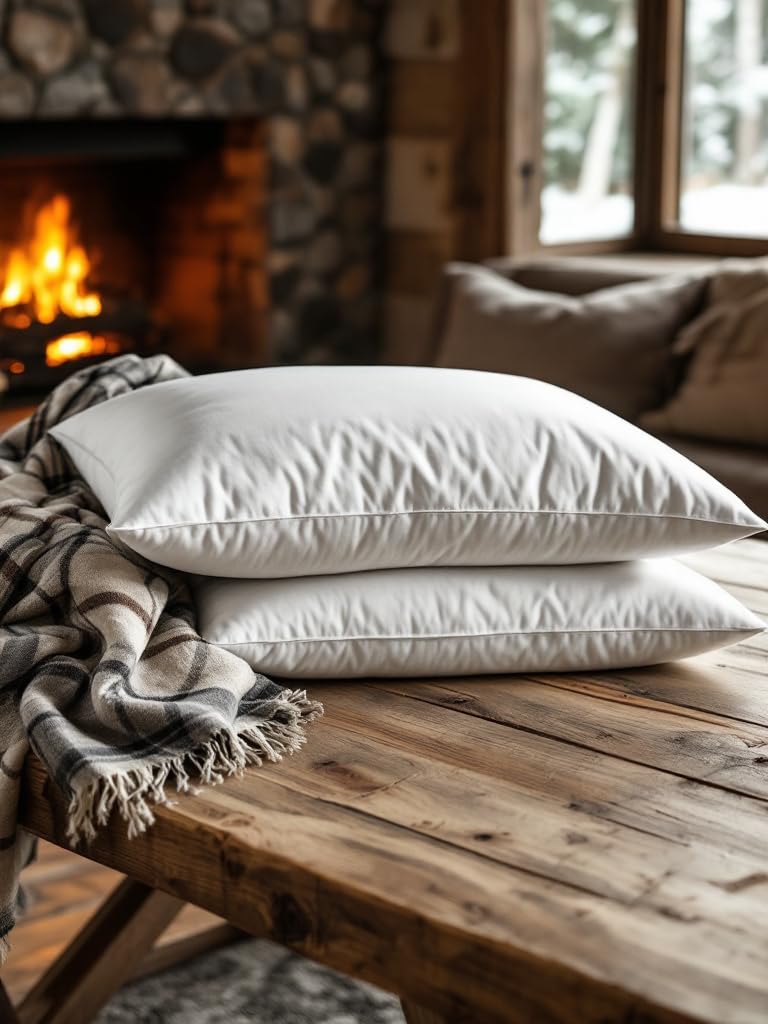 Goose Feathers Pillow 1200 GSM Extra Filling Fluffy Soft Firm Anti-Allergic Dust Mite Hote...