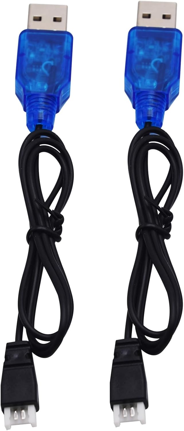 Blomiky 2 Pack 3.7V Lithium Battery USB Charge Cable with MX2.0 Plug Suitable for Some RC Airplane Shark Boat Helicopter Drone Battery / T12 USB
