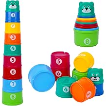 Stacking Number Tower 9 Cups with Different Sizes and Colours to Stack with Numbers to Sort Stacking Cups Develops Logical Skills