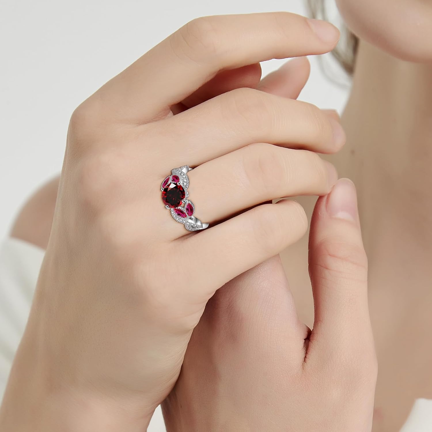 3.6ct 925 Sterling Silver Created Women's Rainbow Topaz|Sapphire|Aquamarine Ring Women Engagement Rings Bezel Setting Marquise Fashion Statement Ring Best Gift for Mother and Grandma Size 5-9 - Image 5