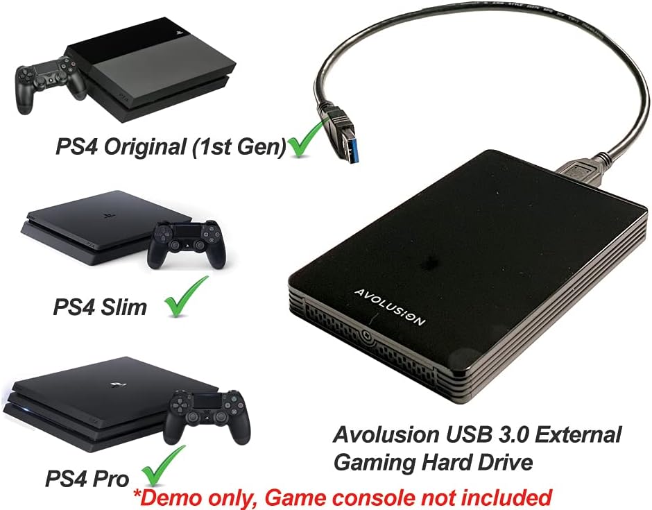 Avolusion HD250U3-Z1-PRO 1TB USB 3.0 Portable External Gaming Hard Drive (for PS4, Pre-Formatted)