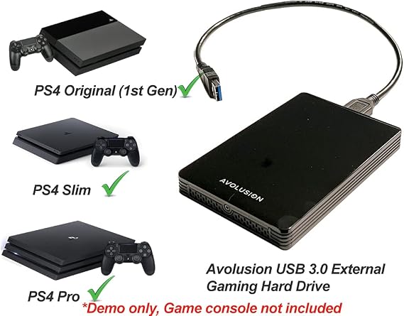 Avolusion HD250U3-Z1-PRO 2TB USB 3.0 Portable External Gaming Hard Drive (for PS4, Pre-Formatted) -