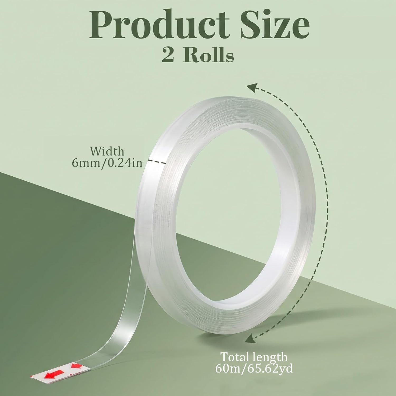 2 Rolls Clear Floral Tape, 65 Yard Waterproof Floral Tape for Wrap