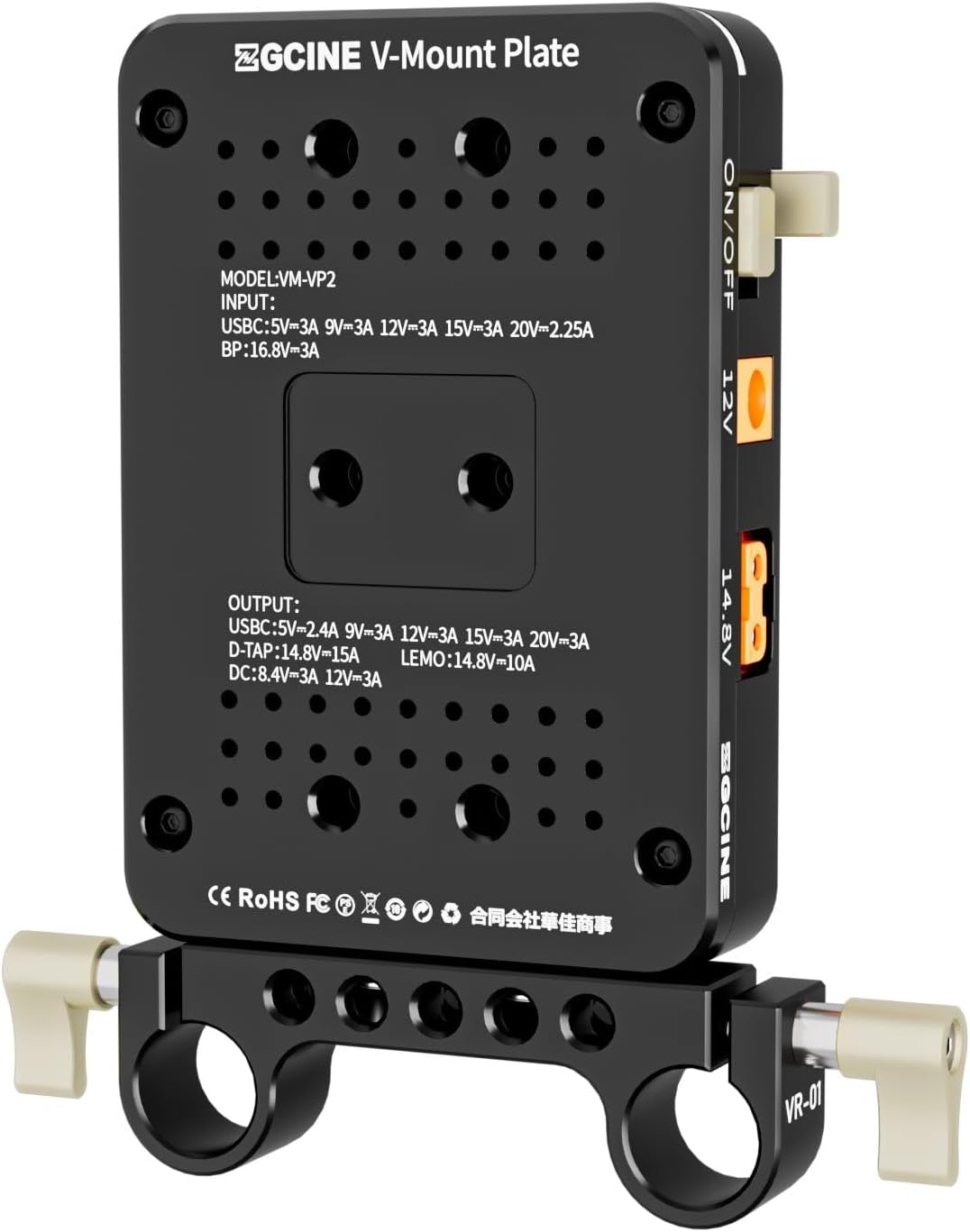 ZGCINE VM-VP2 Kit1 V Mount Battery Plate, Support USB-C PD Input/Output, LEMO, D-Tap, BP Output for Photography and Videography Devices