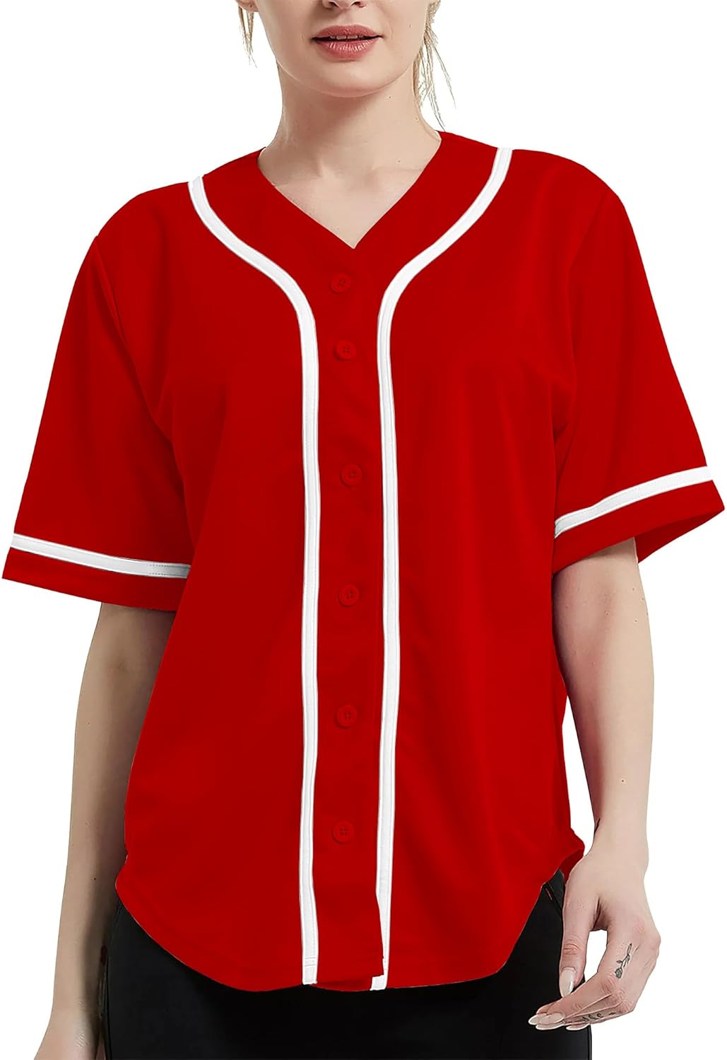 Women's Baseball Softball Jersey Button Down Premium Hip Hop T Shirts Uniform