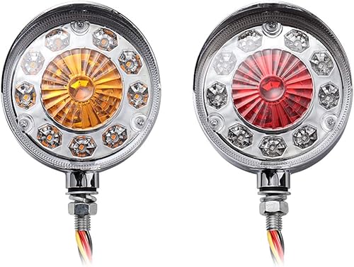 Miniatura 7 de Astra Depot 2 piezas redondas de 28 LED rojo ámbar doble cara con visera IP65 marcador lateral intermitente pedestal luces de guardabarros