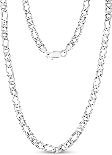 Minprice Men's Heavy Duty Stainless Steel 8mm Thick Figaro Chain Necklace, Polished Silver-Tone Chunky Link Chain Everyday...