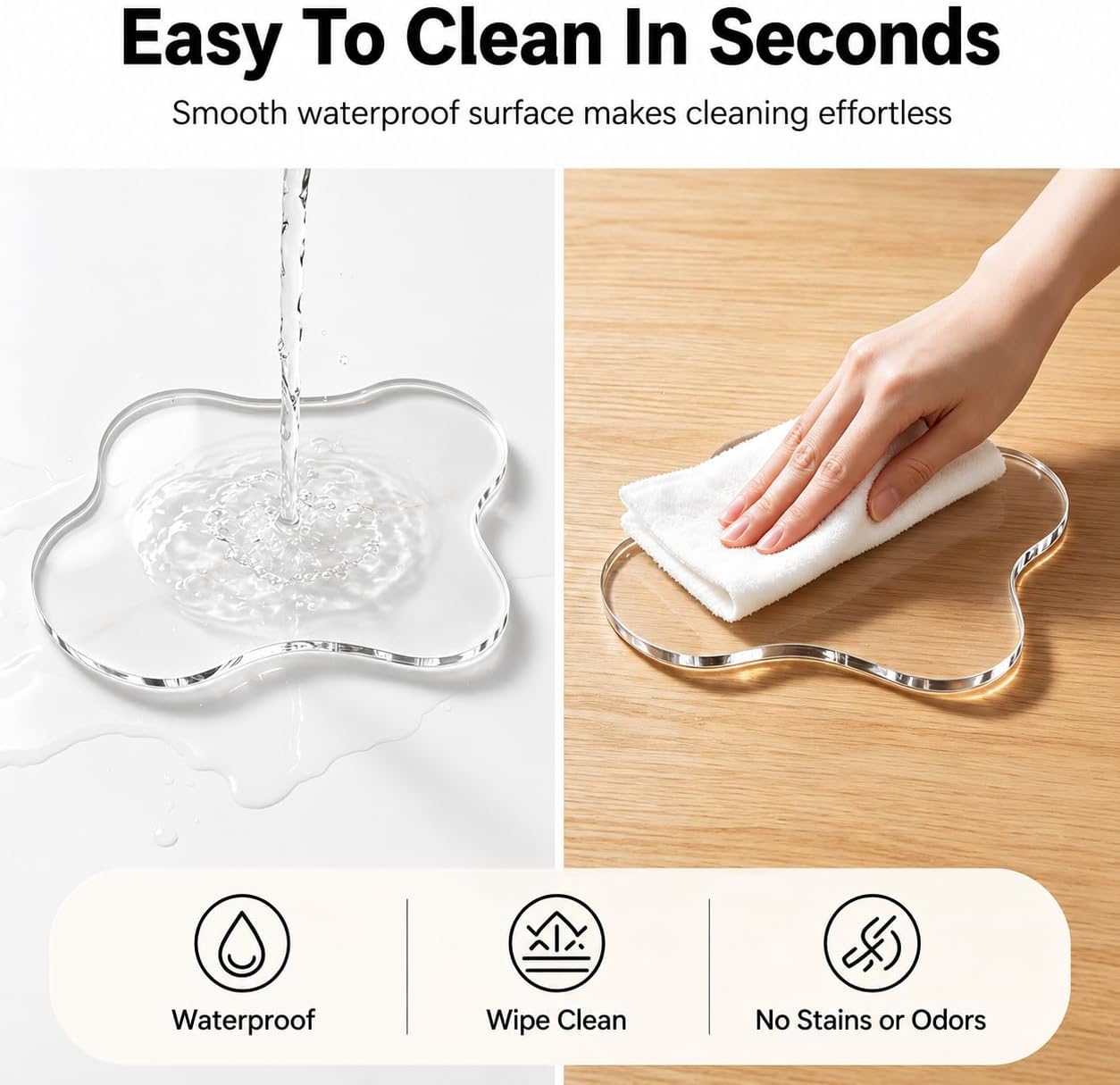 Acrylic Coaster, Clear Cloud Shape Drink Coaster, Cute Transparent Coffee Cup Coaster for Office, Kitchen, Bar, Dining Table and Home Decor