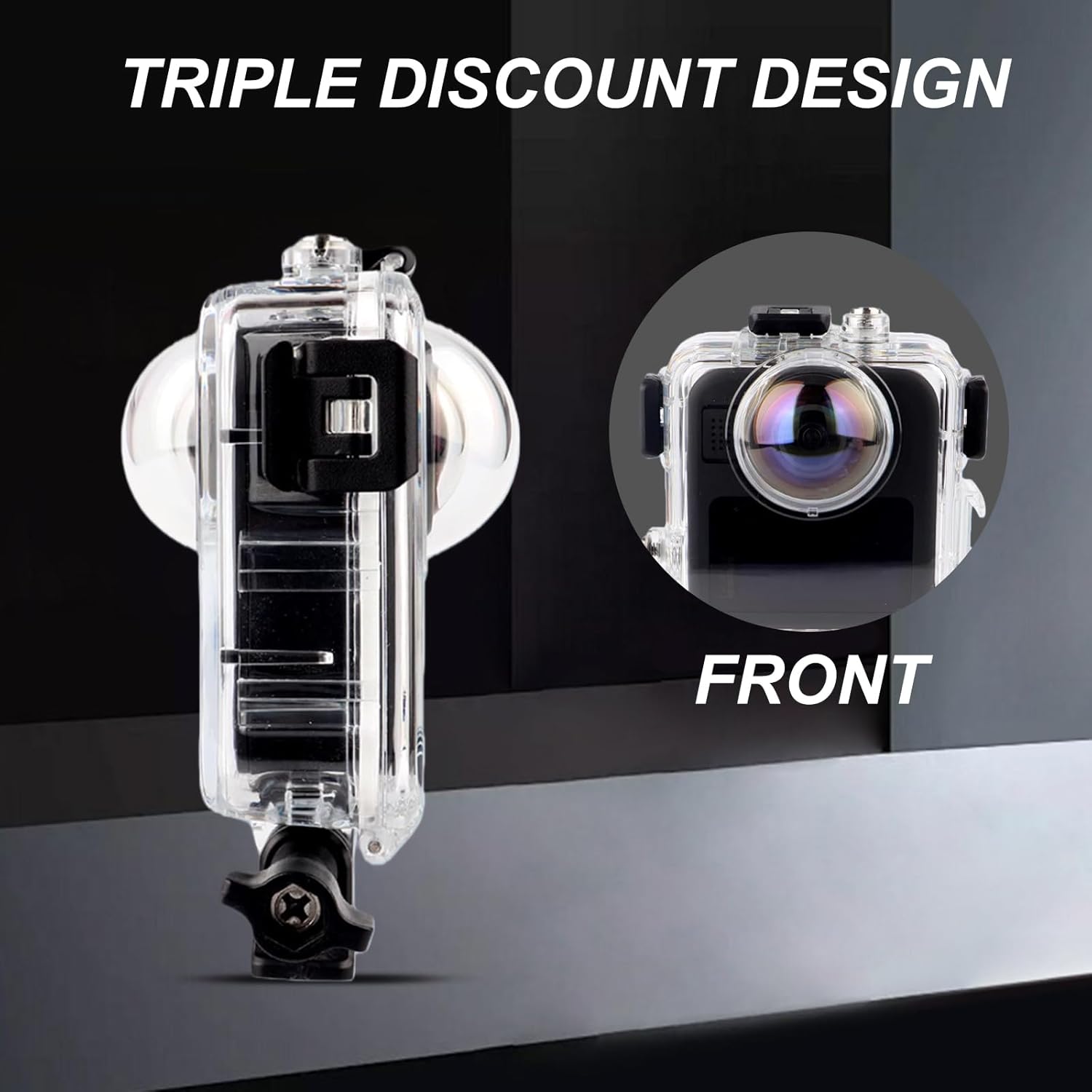 Go Pro MAX2 Dive Case, Waterproof Up to 50M/164FT Splash Prevention Housing, Underwater Dive Protective Shell for Go Pro MAX2 with Bracket Accessories