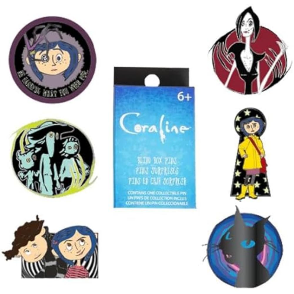 Loungefly Coraline Glow Blind PINS - Coraline - Koraline - Blind Box emaliowane igły - urocza broszka do kolekcjonowania - do plecaków i toreb - pomysł na prezent - oficjalne towary handlowe - fani